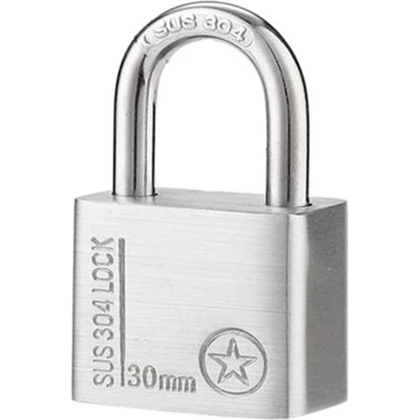 Cadenas à clé en acier inoxydable avec anse courte de 30 mm étanche pour extérieur, abri de jardin, casier de gym, boîte à outils, clôture, unité de rangement intérieure – 4 clés (1/5)