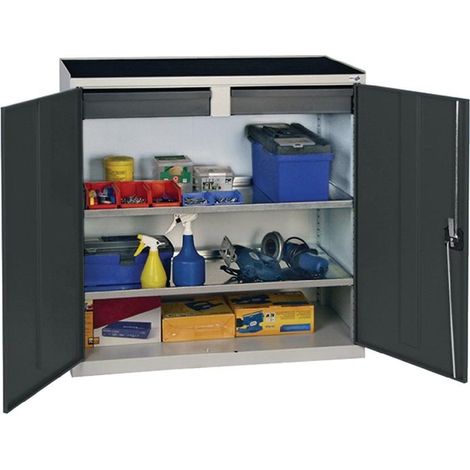 Stumpf Armoire à outils et matériaux Série 3000 gris clair + 2 tiroirs 100 mm + 2 étagères extractibles - 3007207 (1/3)