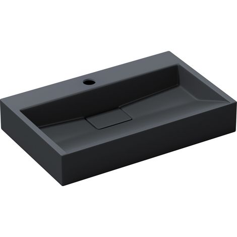 doporro® Lavabo sobre encimera Colossum19 lavabo suspendido antracita mate de diseño de 60 cm de ancho incluye válvula de desagüe 1 orificio para grifo
