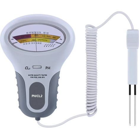 Accessoires de piscine (PC102) Appareil professionnel de mesure du pH et du chlore (Cl2) avec sonde pour piscines et spas – Testeur de qualité de l'eau (1/5)