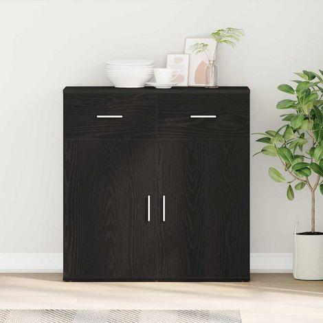 Sideboard Schwarz Eichen-Optik 78 x 38 x 80 cm Holzwerkstoff