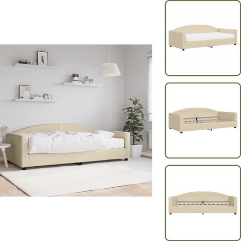 Lit de jour avec matelas crème 100x200 cm tissu - Canapé Convertible - Lit Deux Places - Lit Invité - Literie - Mobilier Salle Séjour (1/5)