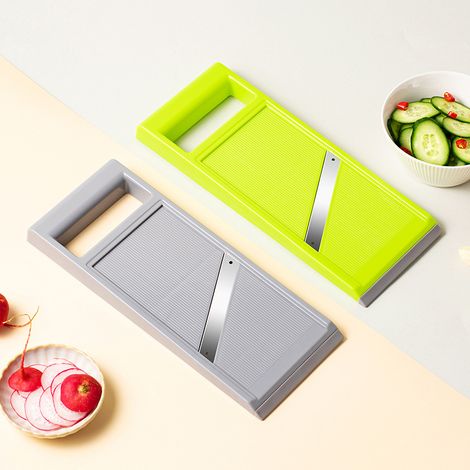 Cortador de verduras tipo mandolina JSSEVN, cortador de pepinos de acero inoxidable, mango ergonómico, rallador portátil para queso, cebollas y más. (1/5)