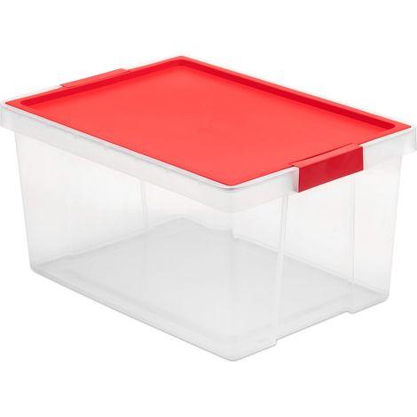 Tatay Scatole con Coperchio e Maniglie - 100% Materiali Riciclati - Senza BPA - Capacità 35L - Trasparente, Rosso - Dimensioni 37 x 51 x 26 cm, 1157418 (1/4)