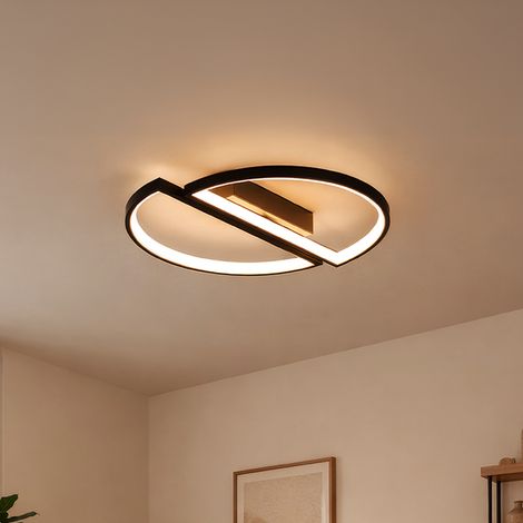 Lustre LED 52W Lumiere Froide Chaude Neutre Gradable Noir (1/5)