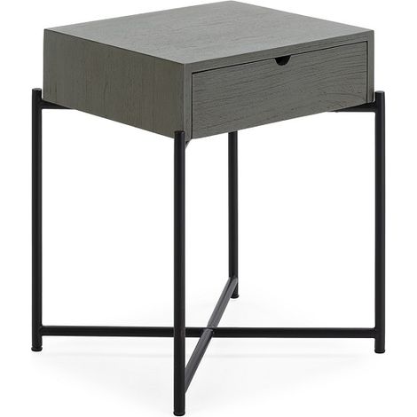 Table de chevet 50x40x62 Bois gris/Métal noir (1/3)