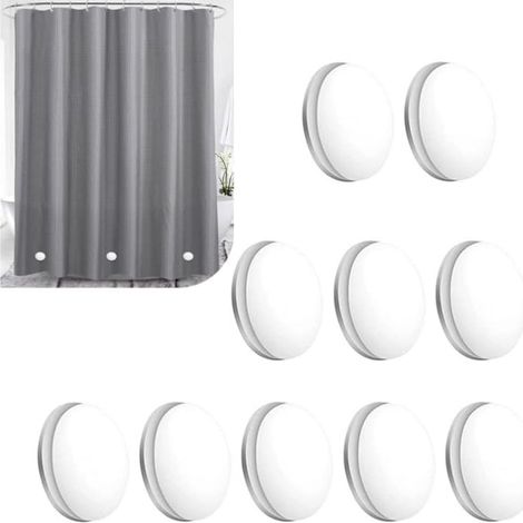Ganci magnetici per tende - 10 pesi magnetici resistenti per tende - magneti rotondi bianchi per tende da doccia e tovaglie  Extra resistenti, (bianchi)