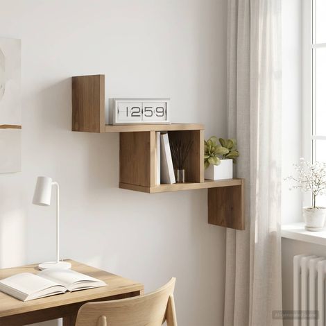 Étagère murale en bois d’ingénierie, chêne artisanal, 48 x 15 x 42 cm - PANGIVO (1/5)