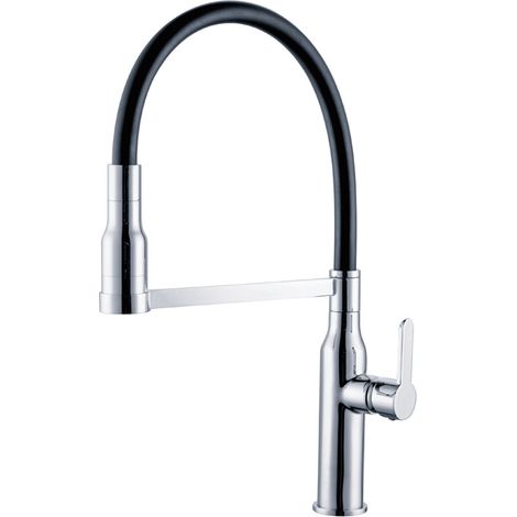 Grifo Monomando Fregadero Extraible Curvo Luna cromo/negro. 49cm(alto) 21.5cm(largo). (1/2)