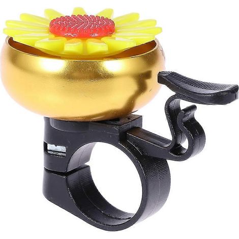Sonnette de vélo en forme de tournesol pour enfants, sonnette de guidon, klaxon (dorée) (1/5)