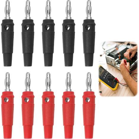 10 Bananenstecker 4 mm, lötbare Steckverbinder, vergoldet, Kupfer und PVC, für Multimeter und elektronische Prüfgeräte (1/5)