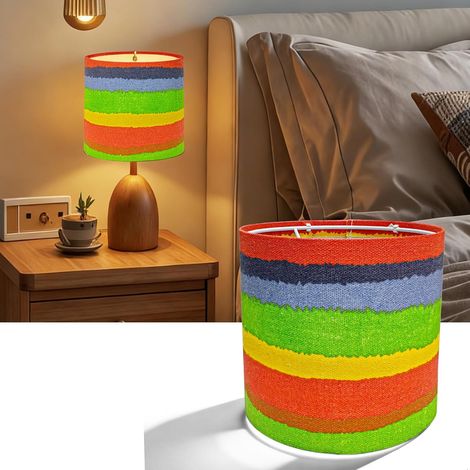 Lampshade Lamp, Cylindrical Fabric Lampshade, Removable Lampshade, Decorative Floor Lamp, Ceiling Hanging Bedside Lamp for E27 Lamp Sockets, Click Closure and Easy Install (1/5)