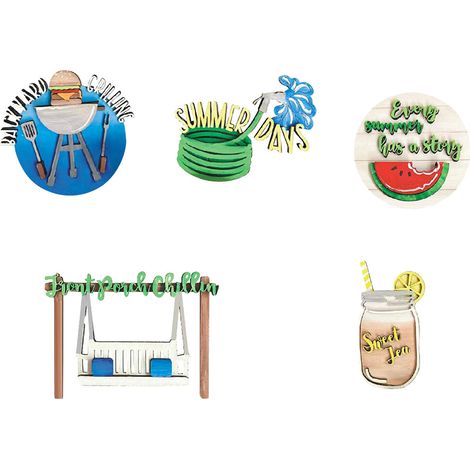 Ensemble de décoration à plateaux étagés en bois style ferme, signes miniatures d'été pour cuisine et décoration intérieure