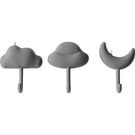 3 ganci adesivi resistenti per pareti di cucina, bagno e soggiorno, colore grigio. (1/5)