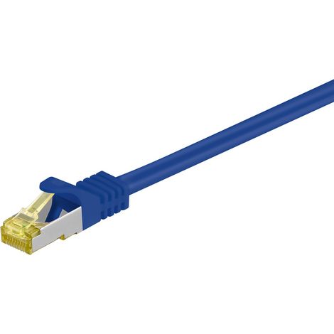 RJ45 cavo patch CAT 6A S/FTP (PiMF), 500 MHz, con cavo grezzo CAT 7 , blu, guaina per cavo senza alogeni LSZH, rame, connettore RJ45 (CAT 6A). Lunghezza del Cavo 25 m