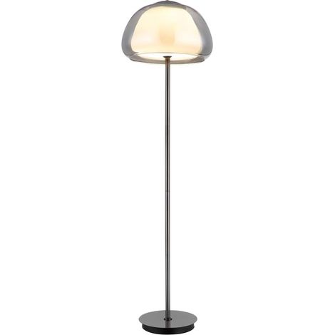 Lampadaire, lampe sur pied, lampe de bureau, LED, métal, noir et chrome, télécommande, H 150 cm