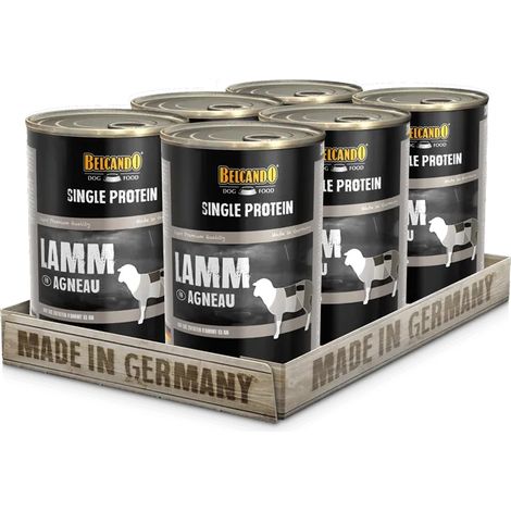 BELCANDO SINGLE PROTEIN BOÎTE [6X400G AGNEAU]  NOURRITURE HUMIDE MONOPROTÉIQUE POUR CHIENS  NOURRITURE HUMIDE MONOPROTÉIQUE