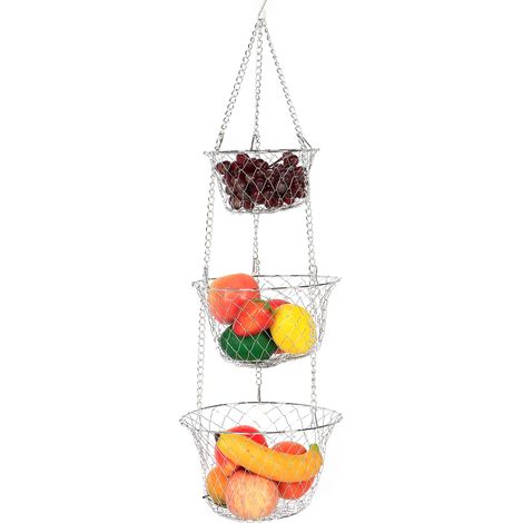 3-stöckiger Drahtblumenkorb, Hängekorb zur Aufbewahrung von Gemüse und Obst, Küchenaccessoires (1/5)