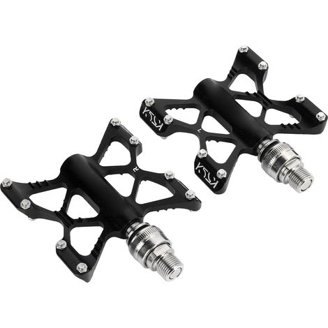 Paire de Pédales Vélo LitePro K5 Alliage Léger pour VTT, Route et Pliable - Noir - Roulements à Billes Précision