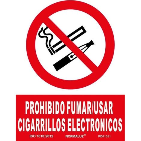 Señal prohibido fumar/usar cigarrillos eléctricos SEKURECO                         210 x 300 mm