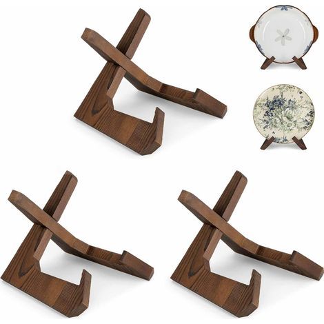 Lot de 3 - Support Bol - Porte Bol - Structure En Croix Stabilisée - Pour Présentation Cuisine Salle À Manger - Naturel - 23x20x16,7 Cm (1/5)
