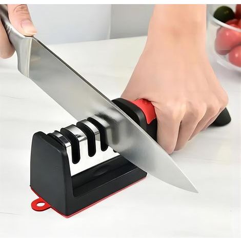 Aiguiseur de couteaux de cuisine professionnel à 3 étapes en tungstène et diamant en céramique pour chefs, facile à utiliser pour la maison, les camions alimentaires et les restaurants (1/5)