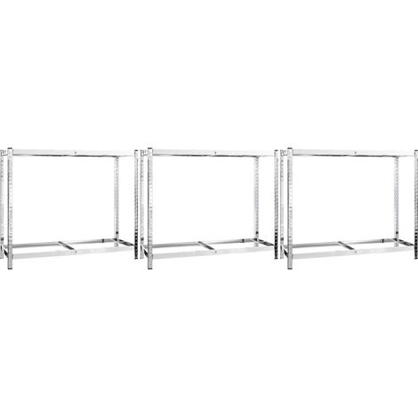 vidaXL Estanterías de neumáticos 2 niveles 3 uds acero 110x40x110 cm (1/2)