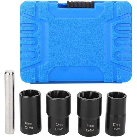 5 pièces Twist Socket Set Roue de Verrouillage Écrou Boulon Goujon Extracteur Extractor 17mm 19mm 21mm 22mm Douille (1/5)