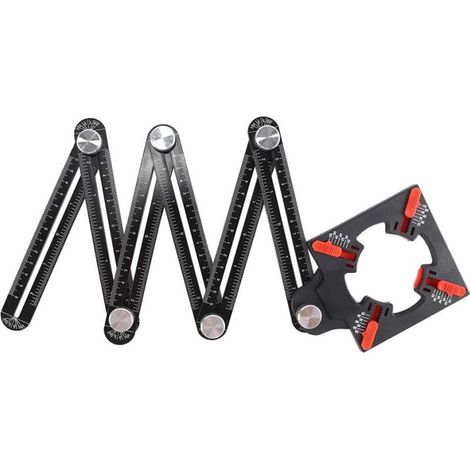 Règle de Mesure MultiAngles en Alliage d'aluminium, gabarit de perçage de carrelage à 6 Faces avec localisateur de poinçon pour Le Travail du Bois. (1/4)