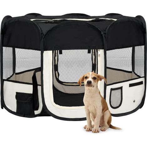 Parque de perros plegable y bolsa transporte negro 110x110x58cm vidaXL