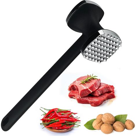 Marteau Viande, Attendrisseur de Viande Antiadhésif Double Face avec Manche Antidérapant Marteau a Viande Attendrisseurs Professionnel pour Steak (1/5)
