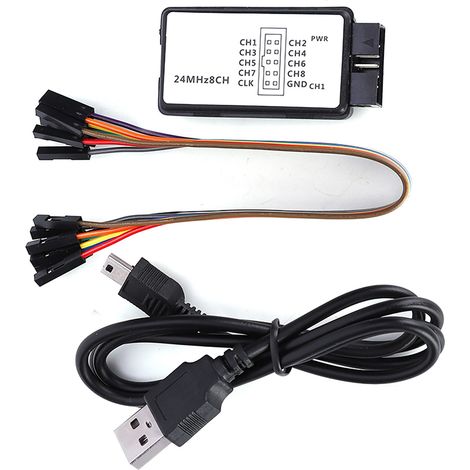 LA1002 Mini analyseur logique portable USB 5 MHz 24 Mbits/s 8 canaux, avec câbles