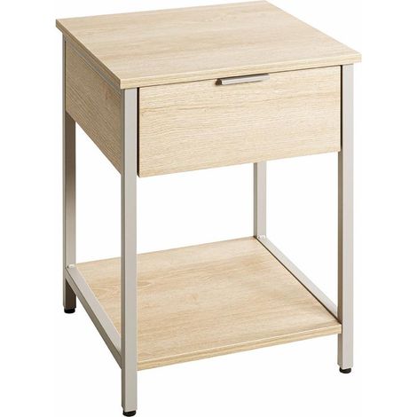 Table de Chevet Avec Tiroir "Burga" 55cm Naturel & Gris (1/5)