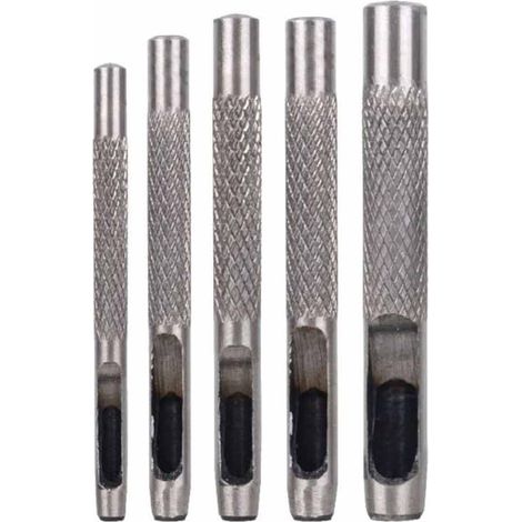 Fustelle in acciaio 5 pezzi per foratura su cuoio cinturini lamiere stoffa punzoni fori rotondi da 2 a 6 mm (1/2)