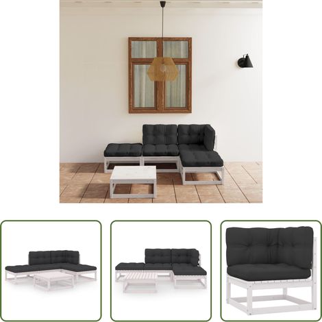 Canapé extérieur -  Salon de jardin 5 pcs avec coussins Bois de pin massif (1/5)