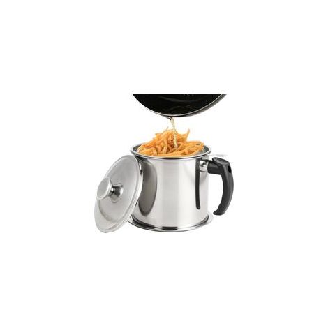 Filtre huile friteuse 1,3L - avec coperchio antipolvere, panier et réservoir antidérapant - idéal pour filtrer et séparer l’huile dans les réservoirs de graisse de cuisine (1/5)