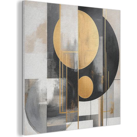 Acoustic Felt Wall Art Abstract - Gold - Silver - Shapes - Aesthetic - Modern 90x90 cm