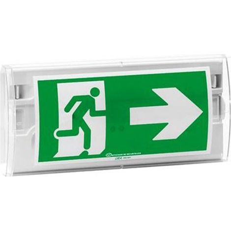 BAES d'évacuation URALIGHT EVAC CM IP42 IK07 – Bloc de secours compact 45 lm – Autonomie 1h – Pictogramme autocollant universel