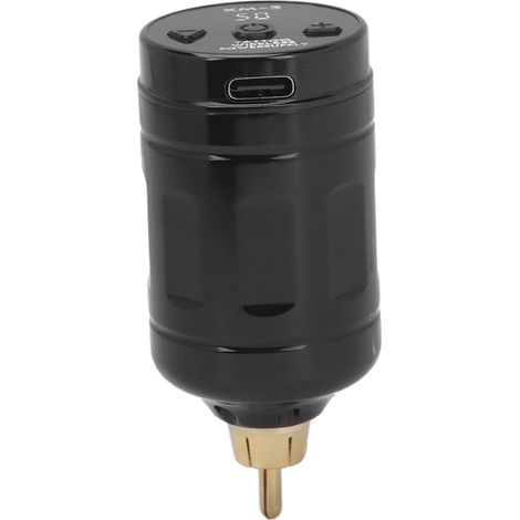 Alimentation sans fil pour machine à tatouer, interface RCA, batterie rechargeable USB de 2000 mAh, noire. (1/5)