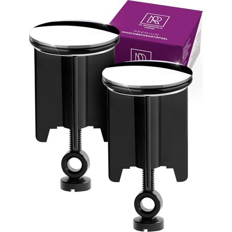 2 Pièces - Bouchon Lavabo Universel 40mm - Laiton Chromé avec Caoutchouc - Hauteur Réglable Anti-calcaire pour Évier et Bidet - Argenté - 6,5cm x 8,5cm