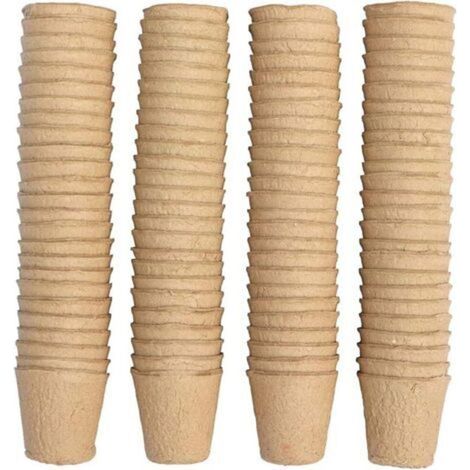 100 Stück biologisch abbaubare Anzuchttöpfe, biologisch abbaubare Anzuchttöpfe, Anzuchttöpfe, 8 cm, rund, Gartenzubehör (1/4)