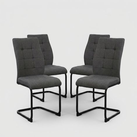 Lot de 4 chaises de salle à manger rembourrées design moderne Altheon - Anthracite (1/5)