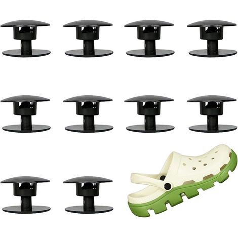 Pièces de rechange pour sabots Crocs : 20 rivets noirs, boutons de réparation pour brides de sabots Crocs. (1/5)