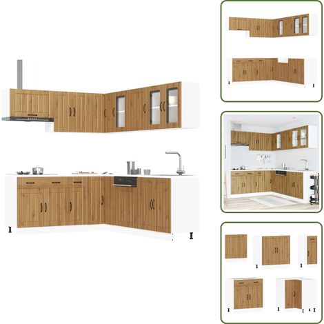 Cucina moderna - vidaXL Set Mobili da Cucina 11 pz Lucca Rovere Artigianale Truciolato - Arredamento cucina