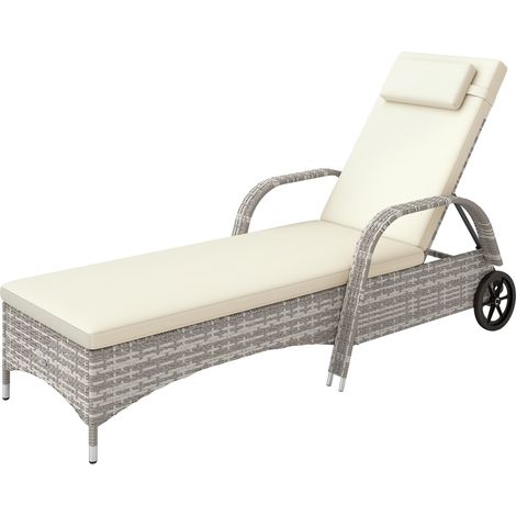 Transat bain de soleil matelas inclinaison réglable multipositions roulettes 200 x 73 x 30-103 cm