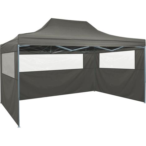 Tente de réception pliable Tonnelle de Jardin - Rapide à Installer avec 3 parois 3x4 m Acier Anthracite BV290528 - BonneVie (1/5)