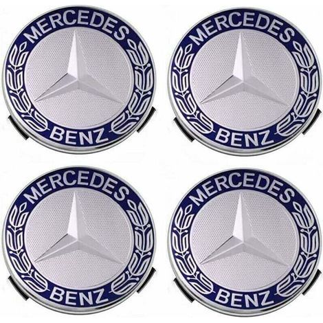 Satz mit 4 Radkappen, kompatibel mit Mercedes Benz 75 mm - Blau, (1/5)