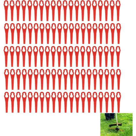 Lames de rechange en plastique rouge pour coupe-bordures/débroussailleuses (lot de 100) – Accessoires universels pour outils sans fil (Jardin) (1/5)