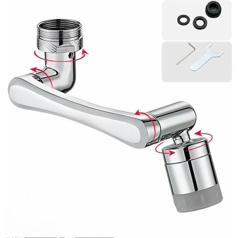 Robinet d'Extension Multifonctionnel Rotatif à 1440 Degrés, Accessoire de Filtre Robinet, 1080°Mousseur Robinet avec Deux Mé (1/4)