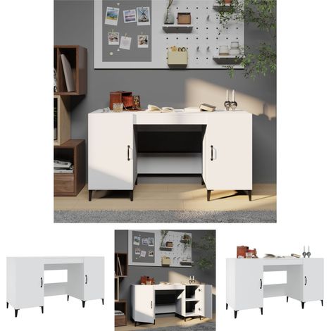 The Living Store Schreibtisch Weiß 140x50x75 cm Holzwerkstoff - Schreibtische (1/5)